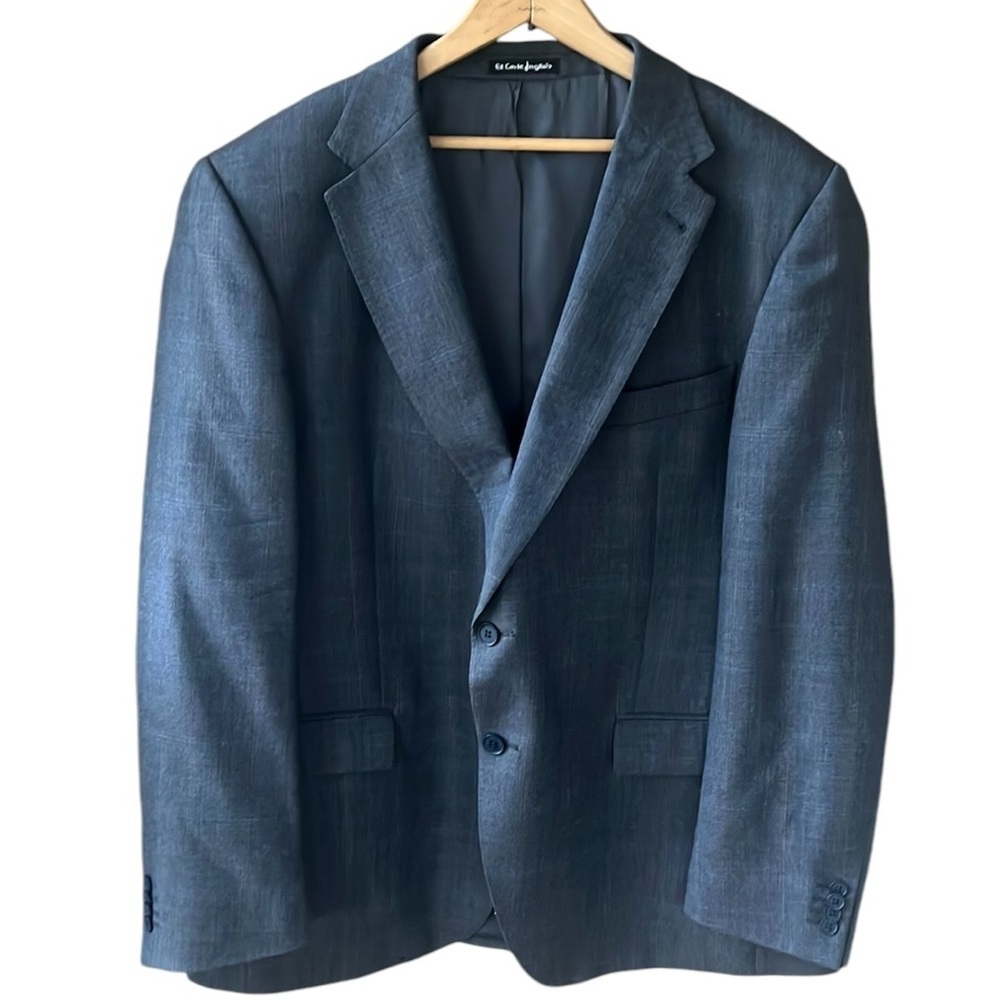 Dustin X Corte Ingles Sz 48 Wool Navy Window Pane Blazer Sports Coat Jacket